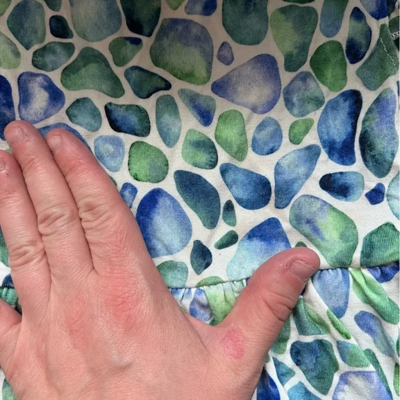 Little Crown & Capes Seaglass Baby Flutter Dress, 6-12M, Bamboo - Picture 3 of 6